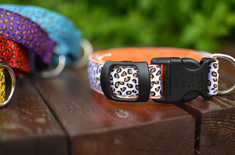 LED Dog Collar Safety Adjustable Nylon Leopard Pet Collar — product detail