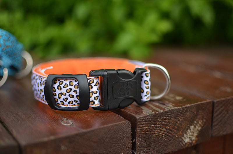 LED Dog Collar Safety Adjustable Nylon Leopard Pet Collar — product detail