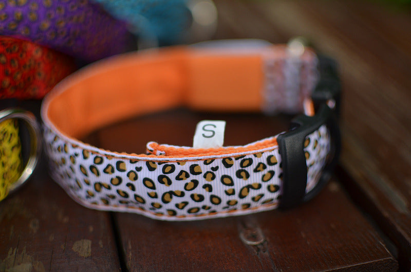 LED Dog Collar Safety Adjustable Nylon Leopard Pet Collar — product detail