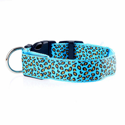 LED Dog Collar Safety Adjustable Nylon Leopard Pet Collar — product detail