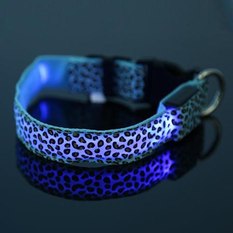 LED Dog Collar Safety Adjustable Nylon Leopard Pet Collar — product detail
