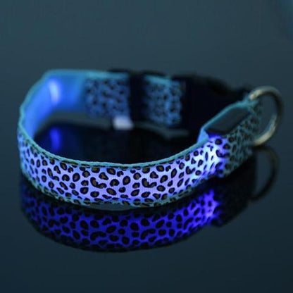 LED Dog Collar Safety Adjustable Nylon Leopard Pet Collar — product detail