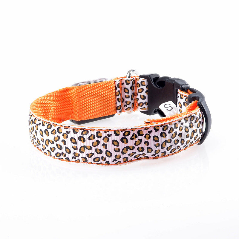 LED Dog Collar Safety Adjustable Nylon Leopard Pet Collar — product detail