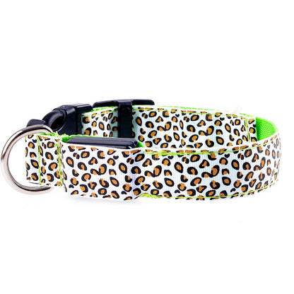 LED Dog Collar Safety Adjustable Nylon Leopard Pet Collar — product detail