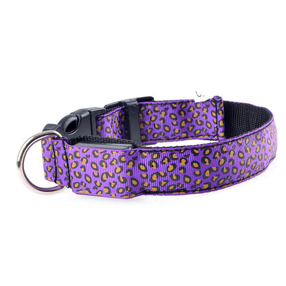 LED Dog Collar Safety Adjustable Nylon Leopard Pet Collar — product detail
