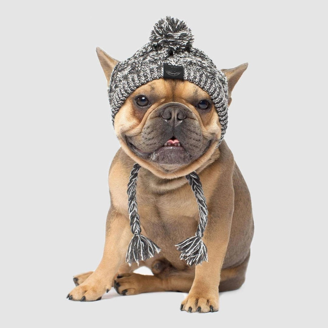 Winter Fashion Dog Hat Windproof Fluffy Knitted Polar Pom Hat — product detail