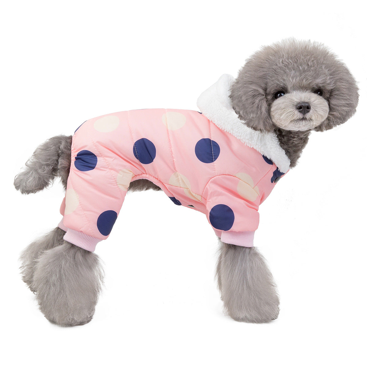 Warm big polka dot four-leg cotton coat — product detail