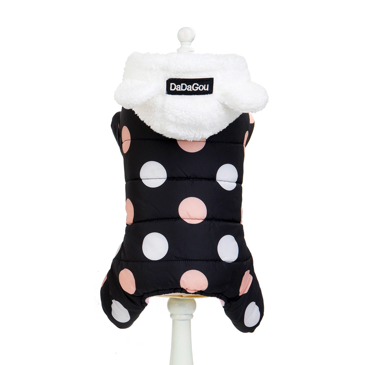 Warm big polka dot four-leg cotton coat — product detail