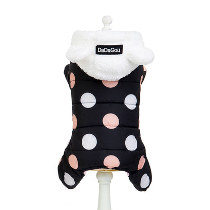 Warm big polka dot four-leg cotton coat — product detail