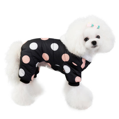 Warm big polka dot four-leg cotton coat — product detail