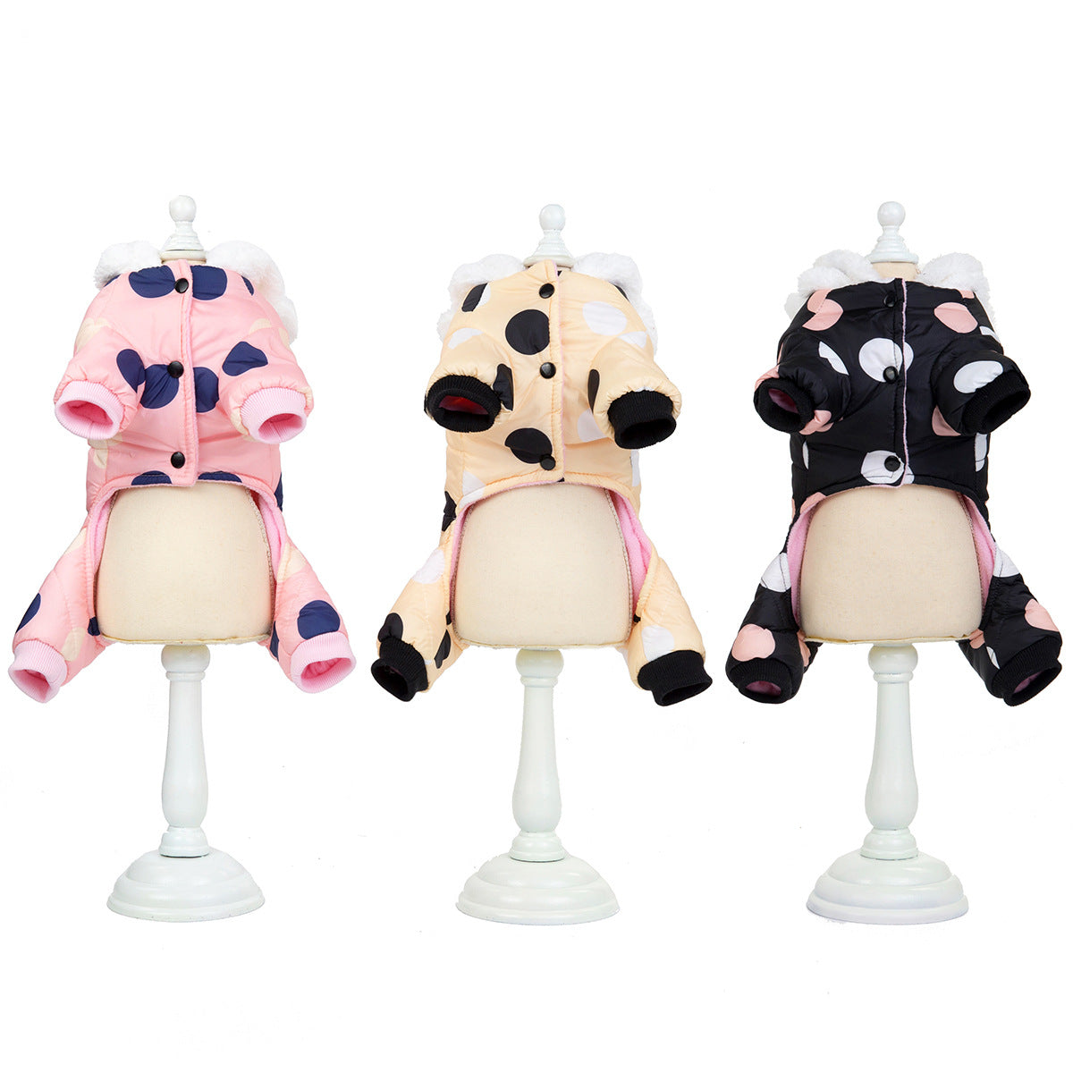 Warm big polka dot four-leg cotton coat — product detail