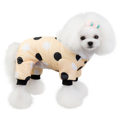 Warm big polka dot four-leg cotton coat — product detail