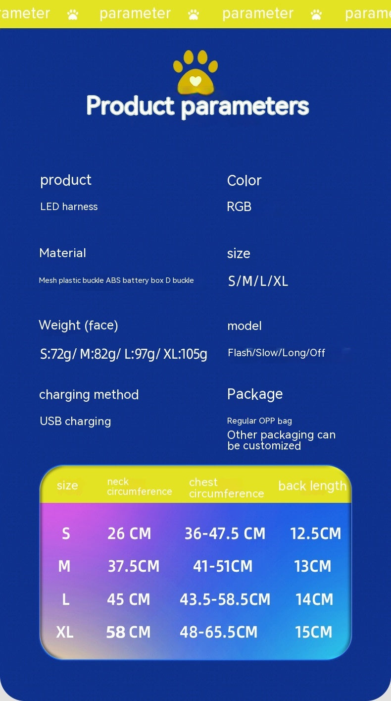 USB-Rechargeable LED Dog Harness — product detail