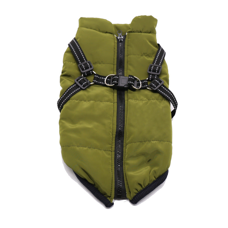 Pet Clothes Winter Dog Cotton Coat Chest Back Integrated Cotton Vest — product detail