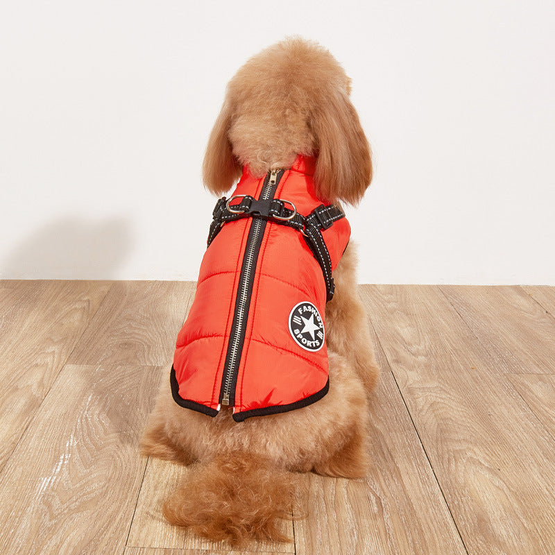 Pet Warm Dog Cotton-padded Clothes Fleece-lined Thickened Reflective Gallus — product detail