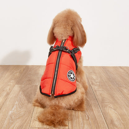 Pet Warm Dog Cotton-padded Clothes Fleece-lined Thickened Reflective Gallus — product detail