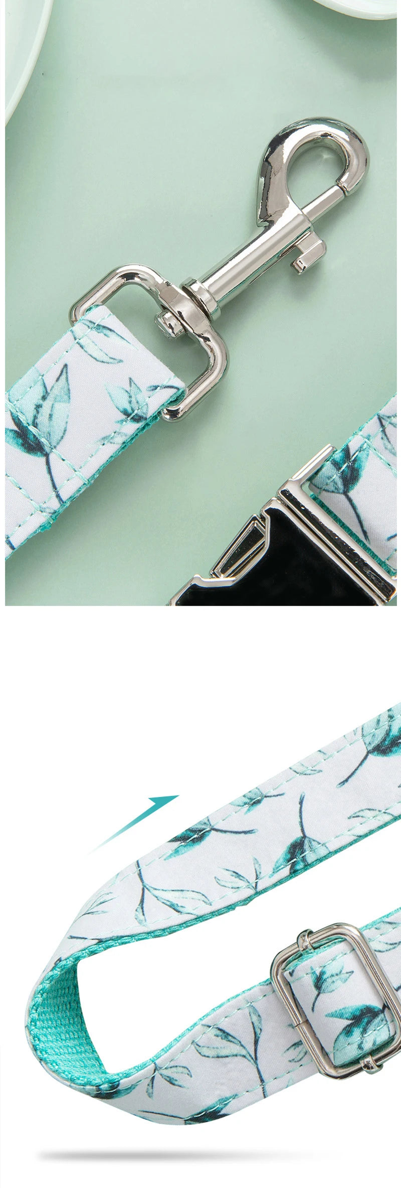 Leaf-Print Dog Collar & Leash — product detail