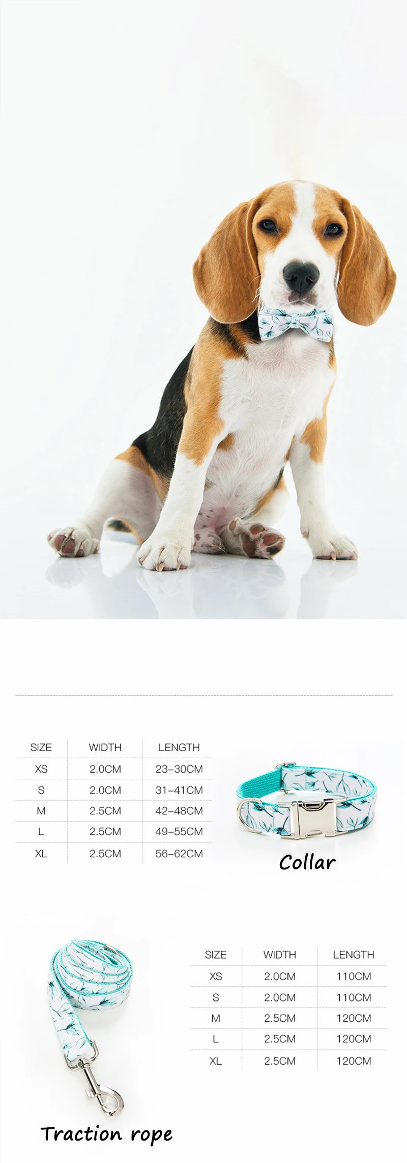 Leaf-Print Dog Collar & Leash — product detail
