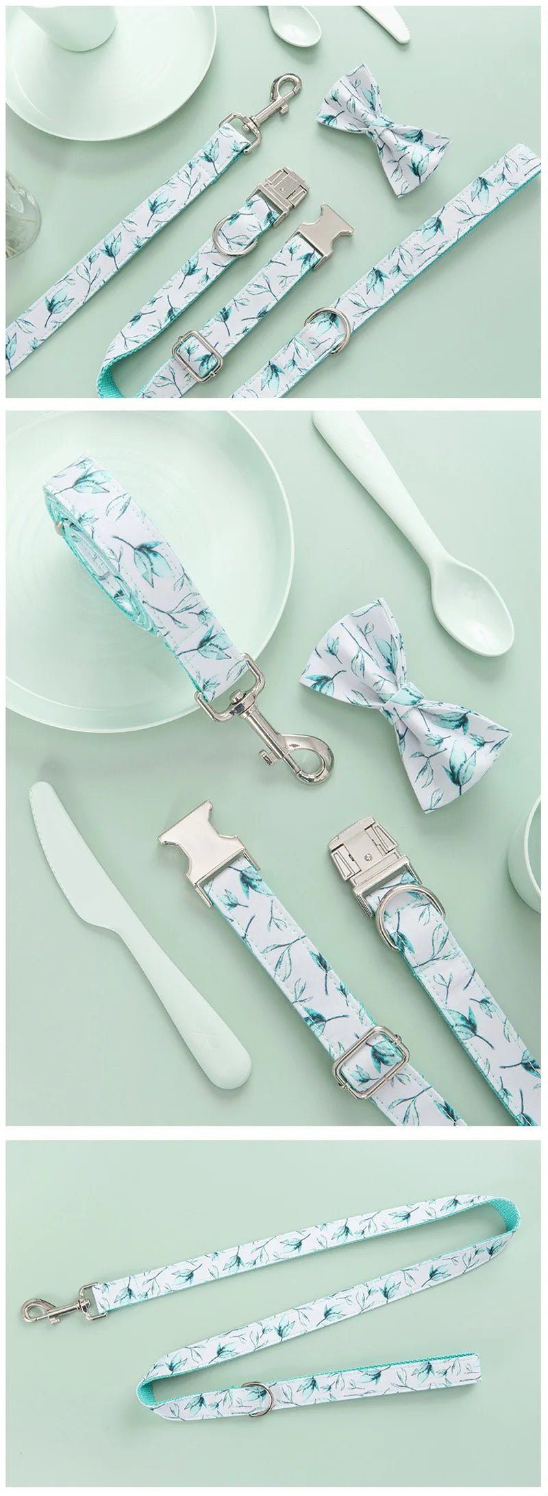 Leaf-Print Dog Collar & Leash — product detail
