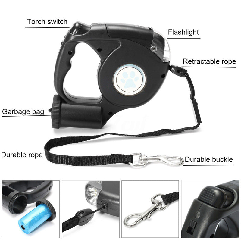 Three-in-one Retractable Dog Leash With Flashlight — product detail
