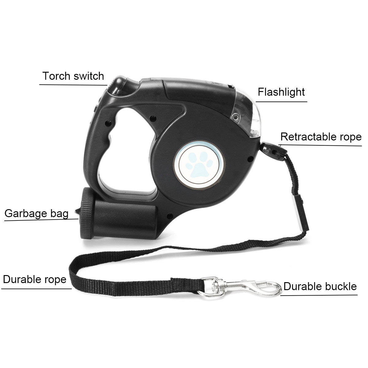 Three-in-one Retractable Dog Leash With Flashlight — product detail