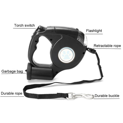 Three-in-one Retractable Dog Leash With Flashlight — product detail